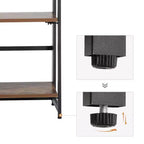 VASAGLE Étagère Industrielle Pliante Bibliothèque 4 Niveaux Étagère Échelle Effet Bois Meuble d'Appoint avec Cadre Métallique Marron Rustique