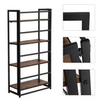 VASAGLE Étagère Industrielle Pliante Bibliothèque 4 Niveaux Étagère Échelle Effet Bois Meuble d'Appoint avec Cadre Métallique Marron Rustique