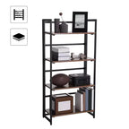 VASAGLE Étagère Industrielle Pliante Bibliothèque 4 Niveaux Étagère Échelle Effet Bois Meuble d'Appoint avec Cadre Métallique Marron Rustique
