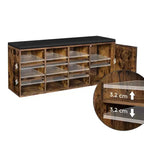 VASAGLE Banc de rangement avec placard et 9 compartiments ouverts 30 x 110 x 48 cm Marron rustique