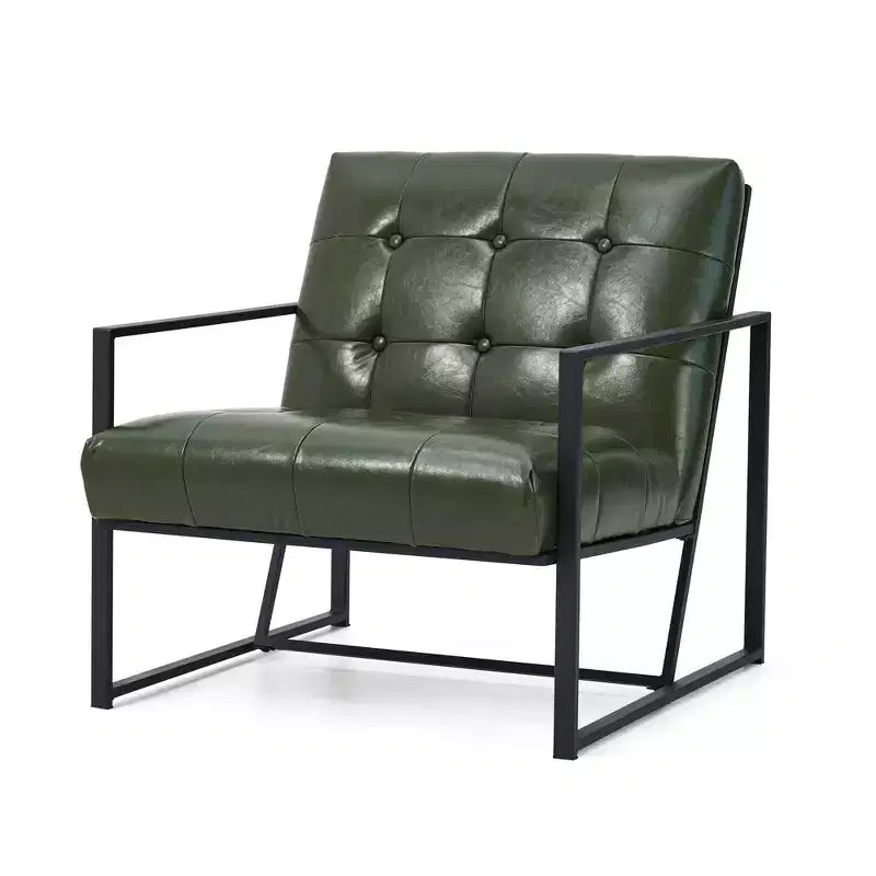 Fauteuil d'appoint en similicuir capitonné de style milieu de siècle - Glitzhome