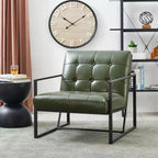 Fauteuil d'appoint en similicuir capitonné de style milieu de siècle - Glitzhome