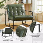 Fauteuil d'appoint en similicuir capitonné de style milieu de siècle - Glitzhome