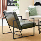 Fauteuil d'appoint en similicuir capitonné de style milieu de siècle - Glitzhome