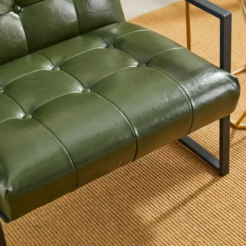 Fauteuil d'appoint en similicuir capitonné de style milieu de siècle - Glitzhome