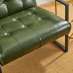 Fauteuil d'appoint en similicuir capitonné de style milieu de siècle - Glitzhome