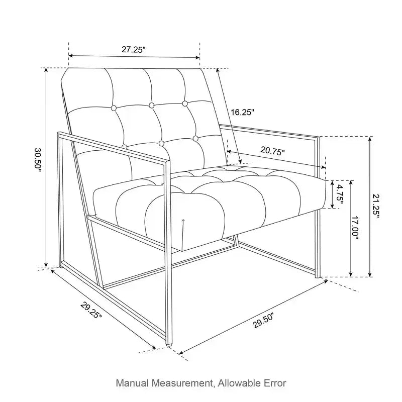 Fauteuil d'appoint en similicuir capitonné de style milieu de siècle - Glitzhome