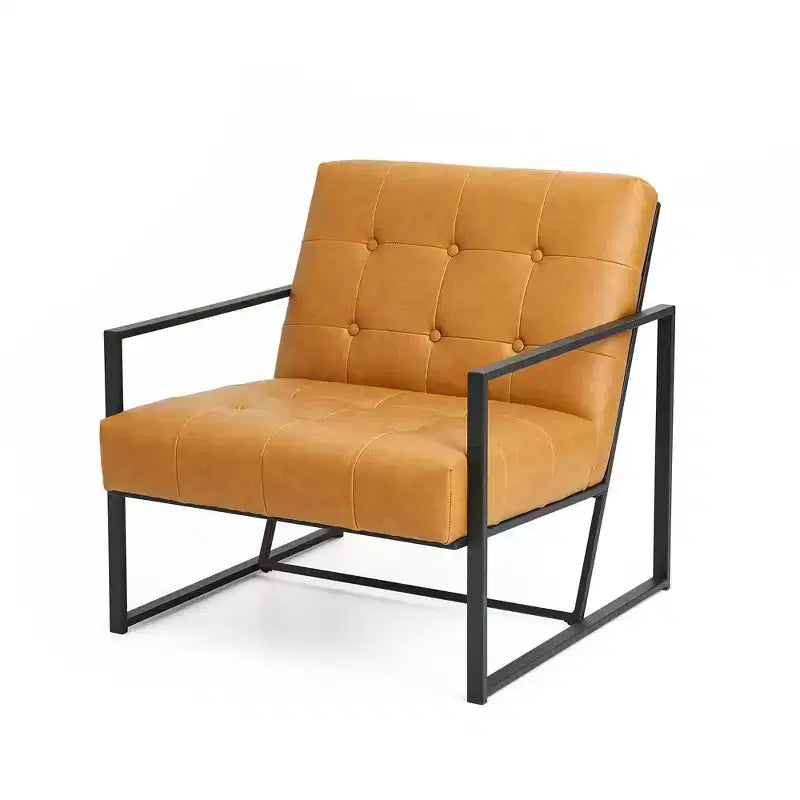 Fauteuil d'appoint en similicuir capitonné de style milieu de siècle - Glitzhome
