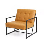 Fauteuil d'appoint en similicuir capitonné de style milieu de siècle - Glitzhome