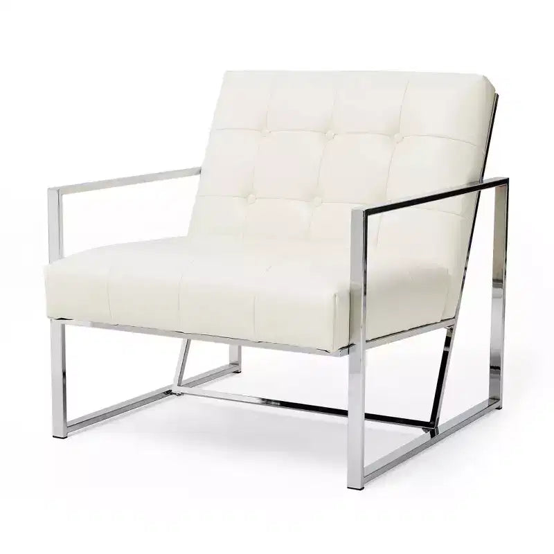 Fauteuil d'appoint en similicuir capitonné de style milieu de siècle - Glitzhome