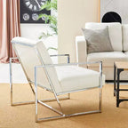 Fauteuil d'appoint en similicuir capitonné de style milieu de siècle - Glitzhome