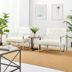 Fauteuil d'appoint en similicuir capitonné de style milieu de siècle - Glitzhome