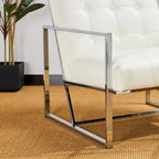Fauteuil d'appoint en similicuir capitonné de style milieu de siècle - Glitzhome