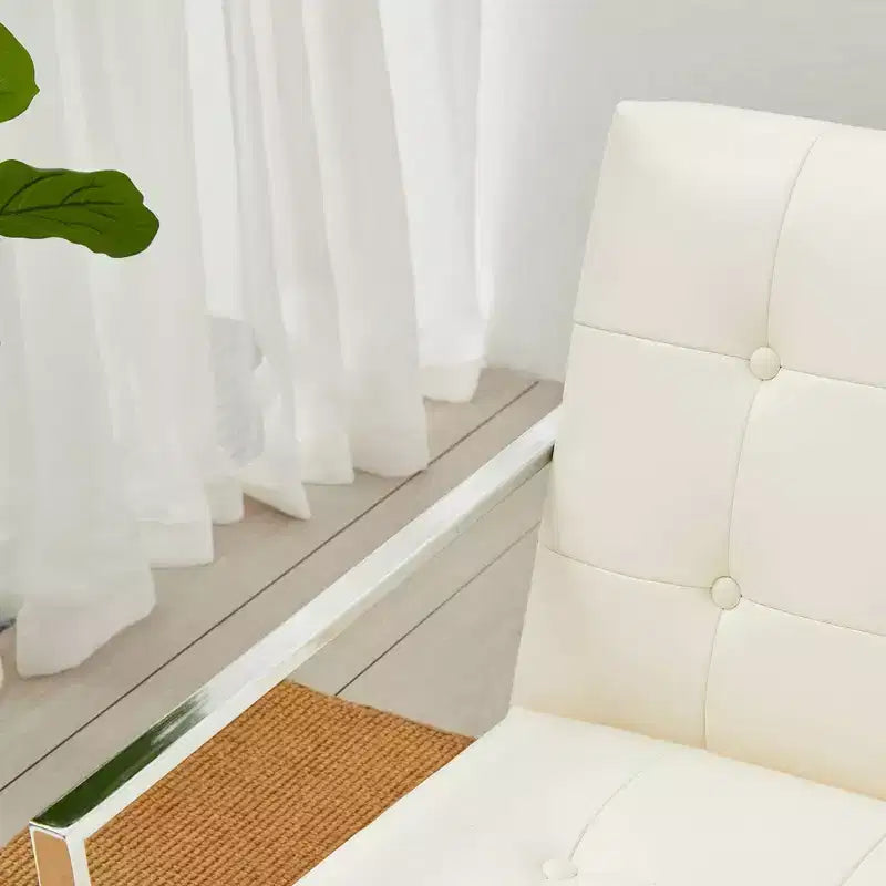 Fauteuil d'appoint en similicuir capitonné de style milieu de siècle - Glitzhome