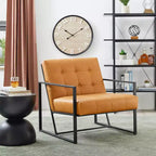 Fauteuil d'appoint en similicuir capitonné de style milieu de siècle - Glitzhome