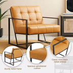 Fauteuil d'appoint en similicuir capitonné de style milieu de siècle - Glitzhome