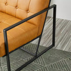 Fauteuil d'appoint en similicuir capitonné de style milieu de siècle - Glitzhome