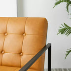 Fauteuil d'appoint en similicuir capitonné de style milieu de siècle - Glitzhome