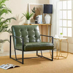 Fauteuil d'appoint en similicuir capitonné de style milieu de siècle - Glitzhome