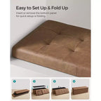 SONGMICS Banc de rangement ottoman pliable en cuir, supporte jusqu'à 300 kg