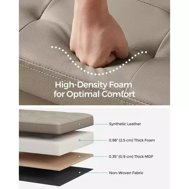 SONGMICS Banc de rangement ottoman pliable en cuir, supporte jusqu'à 300 kg
