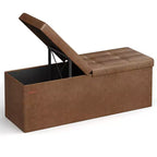 SONGMICS Banc de rangement ottoman pliable en cuir, supporte jusqu'à 300 kg