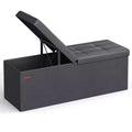 SONGMICS Banc de rangement ottoman pliable en cuir, supporte jusqu'à 300 kg