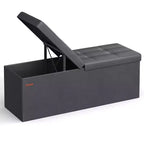 SONGMICS Banc de rangement ottoman pliable en cuir, supporte jusqu'à 300 kg