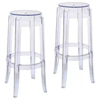 LeisureMod Averill Modern Barstool with Clear Acrylic Seat and Legs, Transparent Bar Height Chair for Kitchen Island or Home Bar