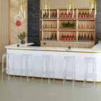 LeisureMod Averill Tabouret de Bar Moderne avec Siège et Pieds en Acrylique Transparent, Chaise Haute de Bar Transparente pour Îlot de Cuisine ou Bar à Domicile