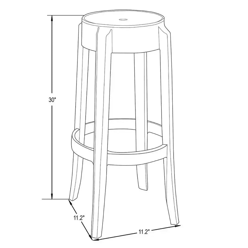 LeisureMod Averill Tabouret de Bar Moderne avec Siège et Pieds en Acrylique Transparent, Chaise Haute de Bar Transparente pour Îlot de Cuisine ou Bar à Domicile