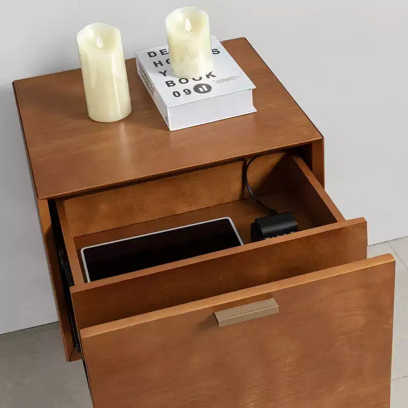 Lot de 2 tables d'appoint Doris à 2 tiroirs avec prises intégrées | HULALA HOME