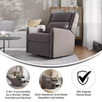 Fauteuil inclinable, à bascule et pivotant manuel traditionnel 3 en 1 Merrick Lane
