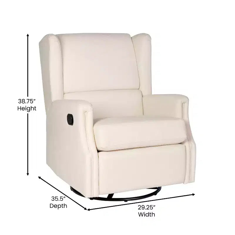 Fauteuil Inclinable Glider Manuel Emma et Oliver avec Pivotement à 360 Degrés, Fauteuil Inclinable à Dossier Ailé Parfait pour le Salon, la Chambre ou la Chambre de Bébé