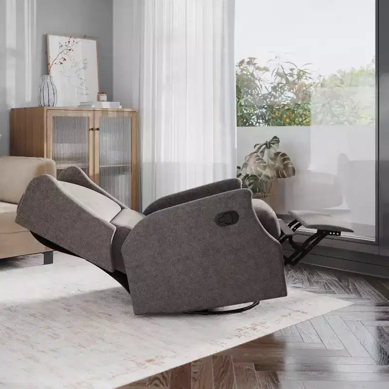 Fauteuil Inclinable Glider Manuel Emma et Oliver avec Pivotement à 360 Degrés, Fauteuil Inclinable à Dossier Ailé Parfait pour le Salon, la Chambre ou la Chambre de Bébé