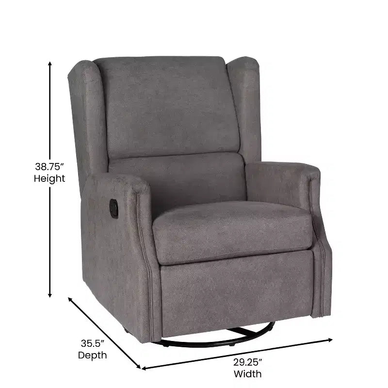Fauteuil Inclinable Glider Manuel Emma et Oliver avec Pivotement à 360 Degrés, Fauteuil Inclinable à Dossier Ailé Parfait pour le Salon, la Chambre ou la Chambre de Bébé