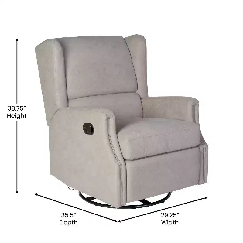 Fauteuil Inclinable Glider Manuel Emma et Oliver avec Pivotement à 360 Degrés, Fauteuil Inclinable à Dossier Ailé Parfait pour le Salon, la Chambre ou la Chambre de Bébé