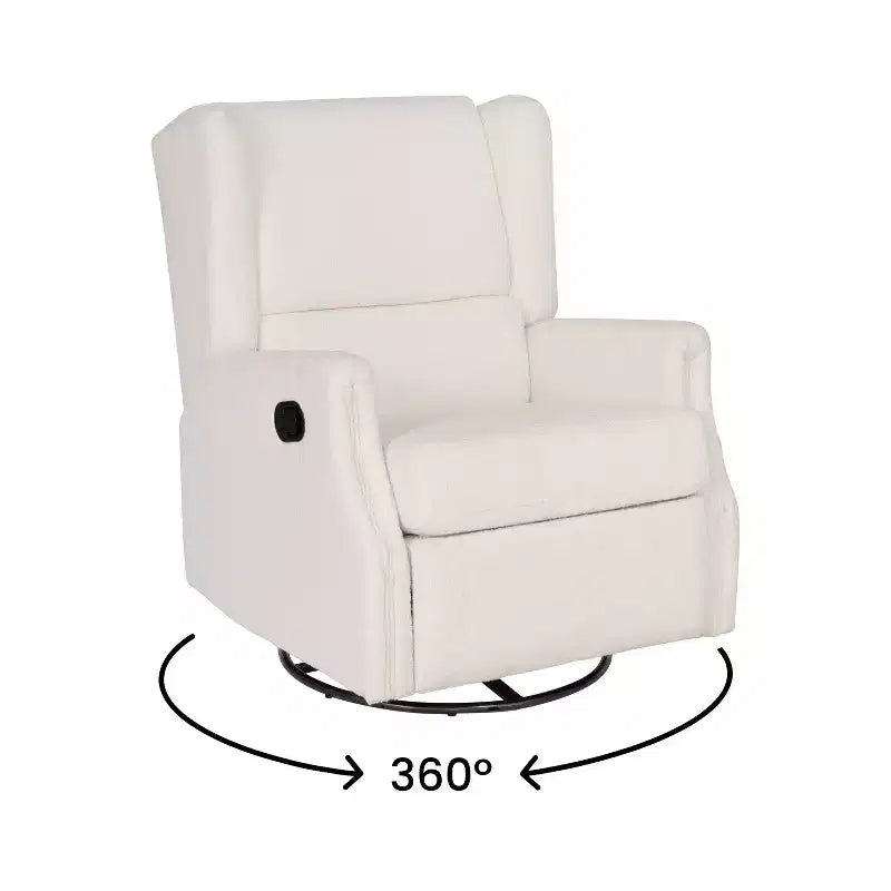 Fauteuil Inclinable Glider Manuel Emma et Oliver avec Pivotement à 360 Degrés, Fauteuil Inclinable à Dossier Ailé Parfait pour le Salon, la Chambre ou la Chambre de Bébé