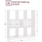 VASAGLE Bibliothèque 8 casiers, Étagère de Rangement Modulable, Meuble de Rangement, Étagère d'Exposition, Meuble de Rangement pour Bureau