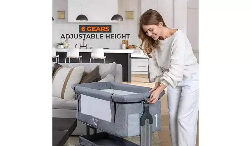 Lit de bébé portable 3-en-1 SereneLife - Hauteur réglable, nacelle amovible et berceau à bascule pour nouveau-nés et tout-petits