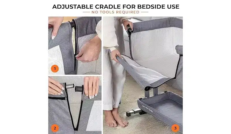 Lit de bébé portable 3-en-1 SereneLife - Hauteur réglable, nacelle amovible et berceau à bascule pour nouveau-nés et tout-petits