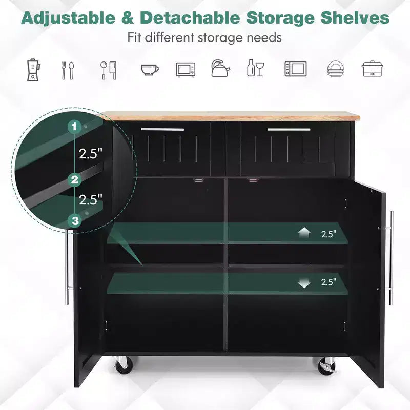 Desserte de cuisine roulante Costway, îlot de rangement robuste, meuble utilitaire