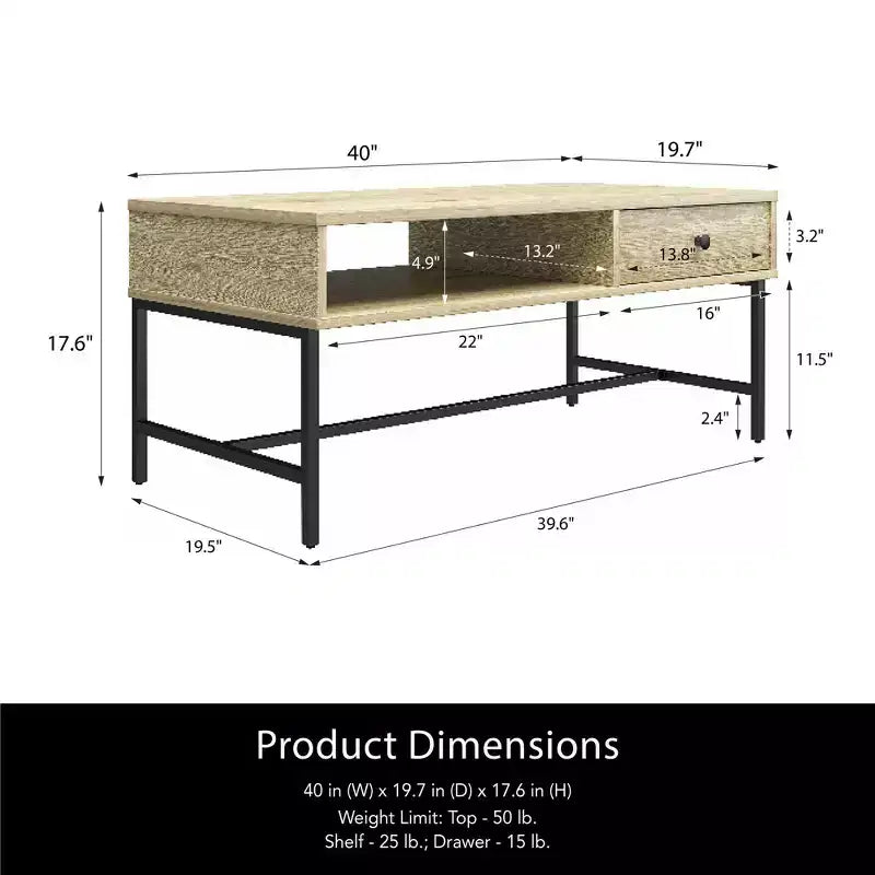 Table basse Brookville de RealRooms, naturelle