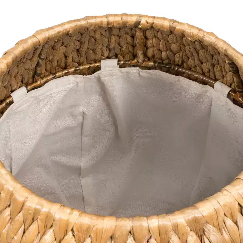 happimess Colt 17 Tabouret de rangement en jacinthe tissée à la main avec couvercle, style bohème côtier, naturel