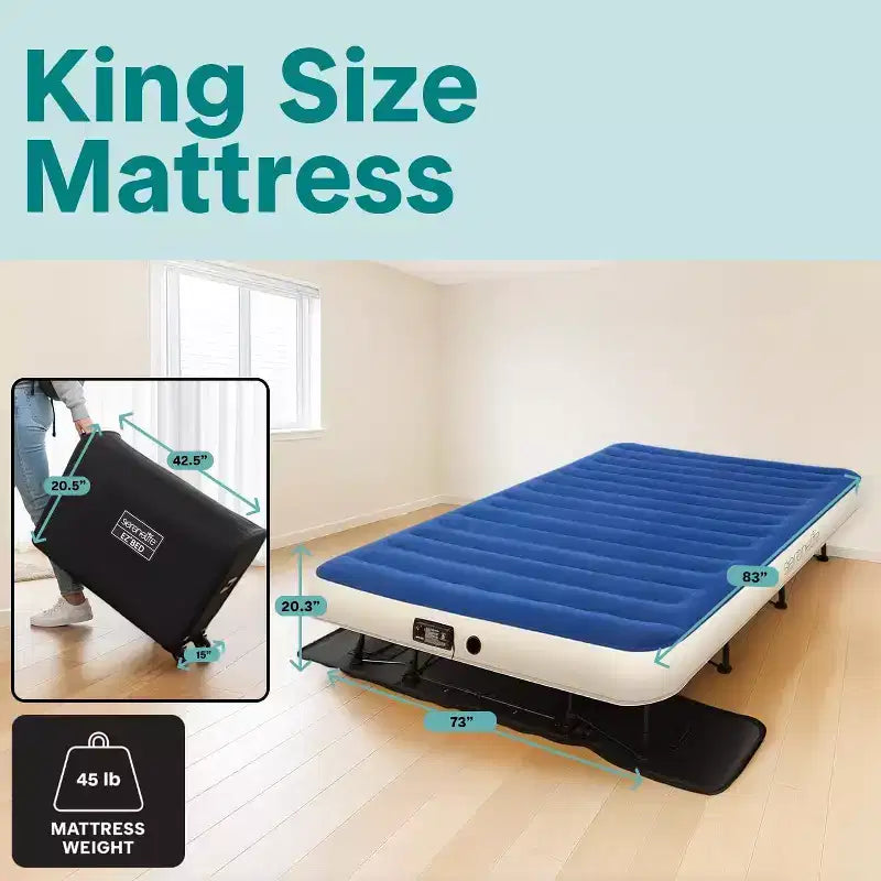 Matelas Gonflable SereneLife EZ-Bed avec Cadre – Lit de Camp de Luxe Auto-Gonflant pour Invités avec Valise à roulettes