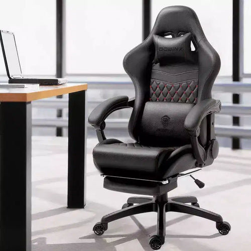 Chaise de jeu réglable avec support lombaire massant et repose-pieds rétractable - Dowinx
