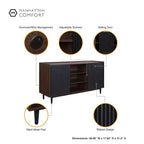 Duane 59.05 Buffet moderne à 7 étagères latérales nervurées - Manhattan Comfort