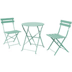Ensemble bistrot pliant en métal 3 pièces, salon de conversation intérieur/extérieur résistant aux intempéries pour patio, cour, jardin