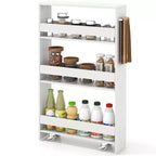 Costway 4-Tier Slim Storage Cart with Open Shelves Rolling Kitchen Cart on Wheels Narrow Black/Grey/White