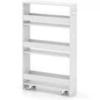Chariot de rangement mince Costway à 4 niveaux avec étagères ouvertes, chariot de cuisine roulant sur roulettes étroit noir/gris/blanc